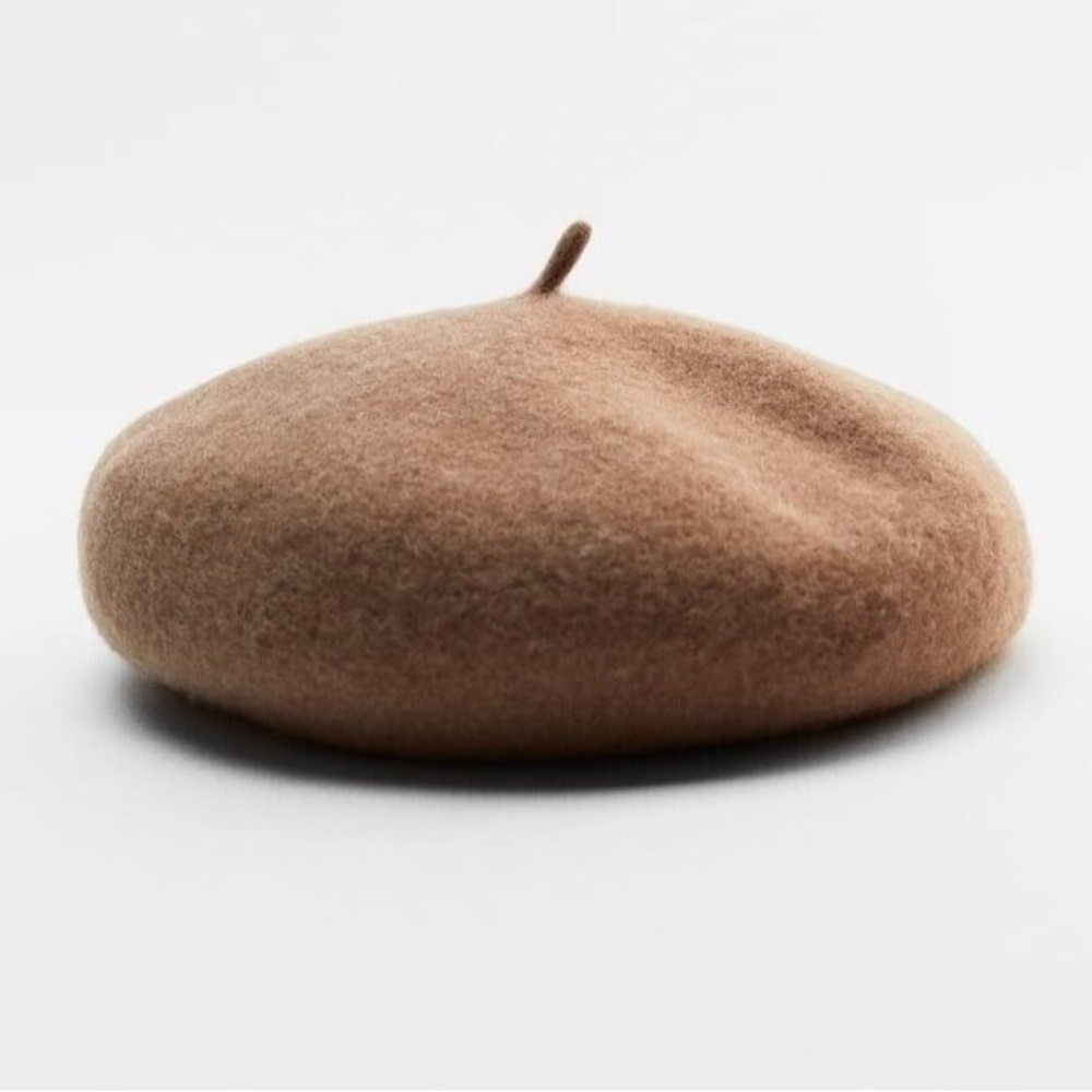ZARA Wool beret-Taupe brown-Size S-M- NWOT